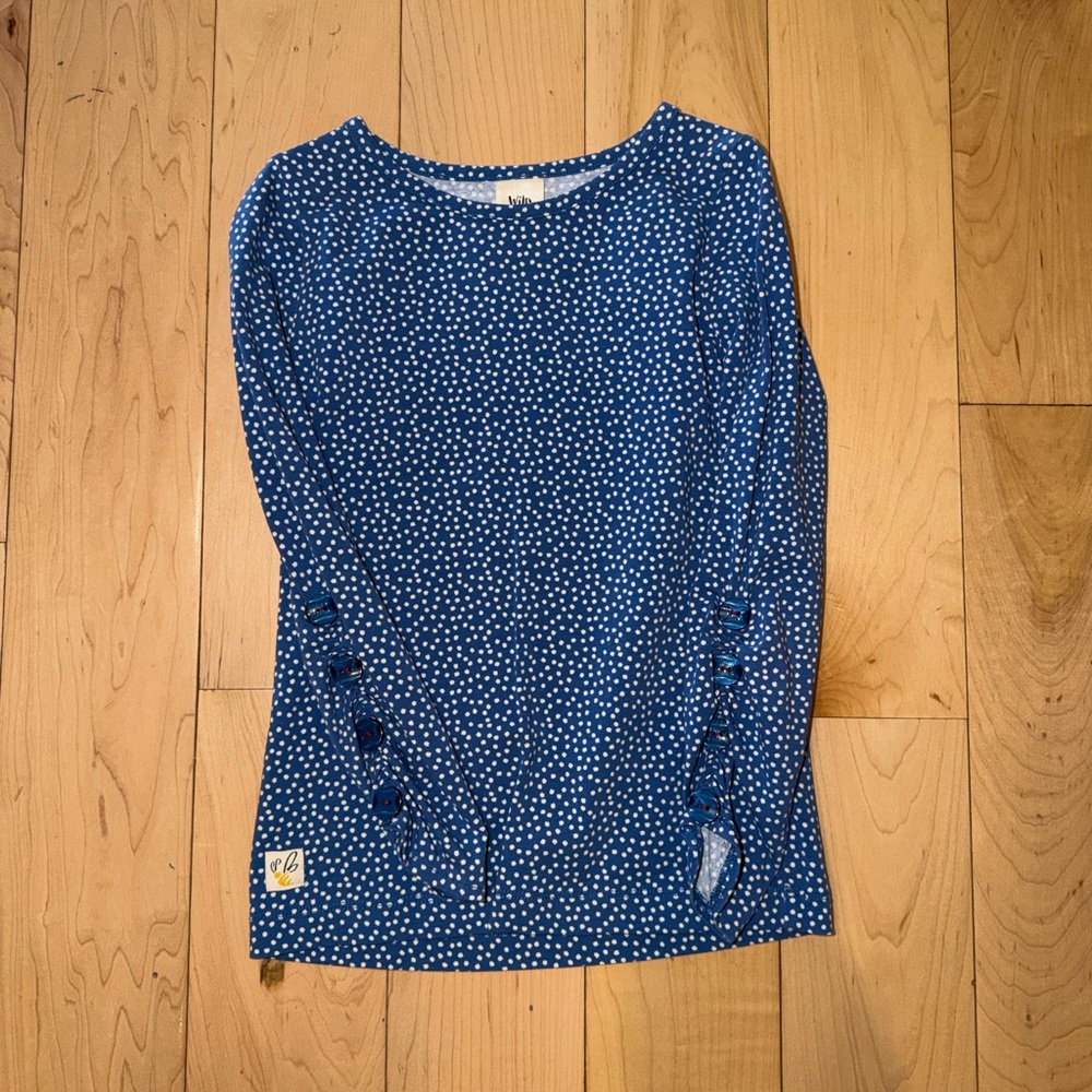 Wildflowers Blue Polka Dot Long Sleeve Tee